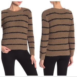 Vince Teddy Striped Chunky Knit Crew Neck Sweater